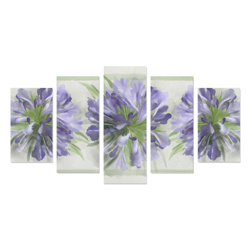 3 Delicate Purple Flowers, floral watercolor Canvas Print Sets A (No Frame)