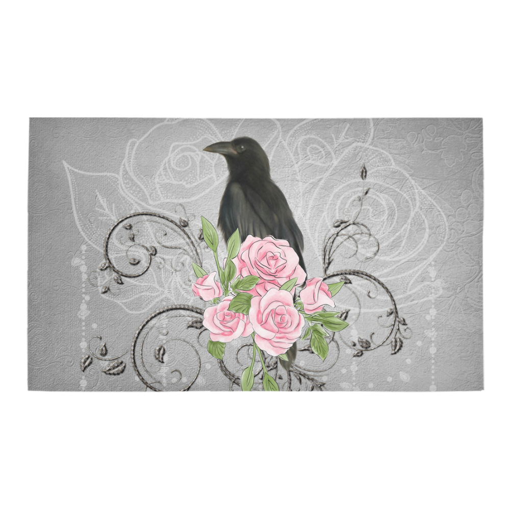 The crow with roses Azalea Doormat 30" x 18" (Sponge Material)