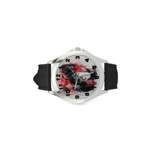 Fabulous Masquerade Carnival Mask Red Women's Classic Leather Strap Watch(Model 203)