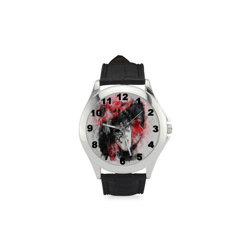 Fabulous Masquerade Carnival Mask Red Women's Classic Leather Strap Watch(Model 203)