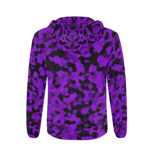 Black and Purple Chalk All Over Print Full Zip Hoodie for Men (Model H14)