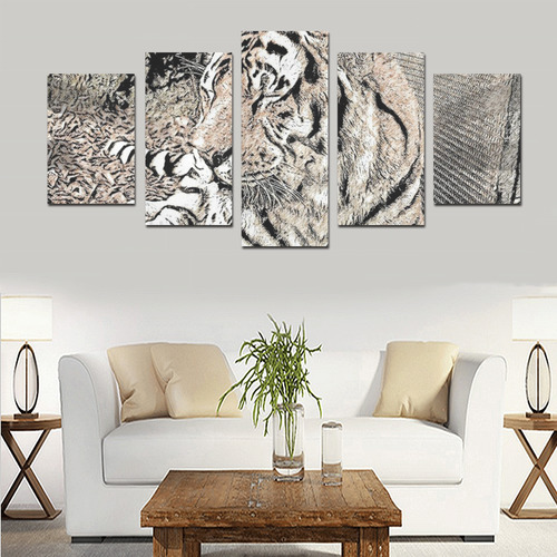 Impressive Animal Tiger 4 by JamColors Canvas Print Sets D (No Frame)