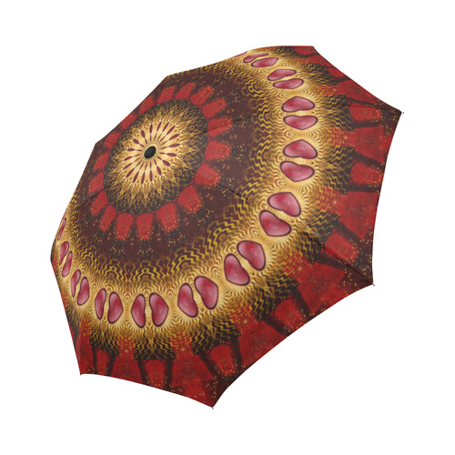 Rubies In Gold Kaleidoscope Auto-Foldable Umbrella (Model U04)