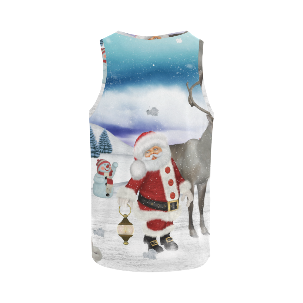 Christmas, Santa Claus with reindeer All Over Print Tank Top for Men (Model T43)
