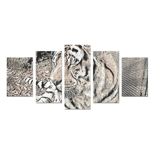Impressive Animal Tiger 4 by JamColors Canvas Print Sets D (No Frame)