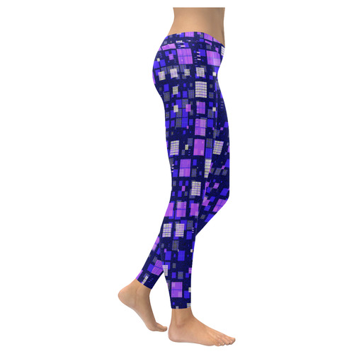 small geo fun E by JamColors Women's Low Rise Leggings (Invisible Stitch) (Model L05)