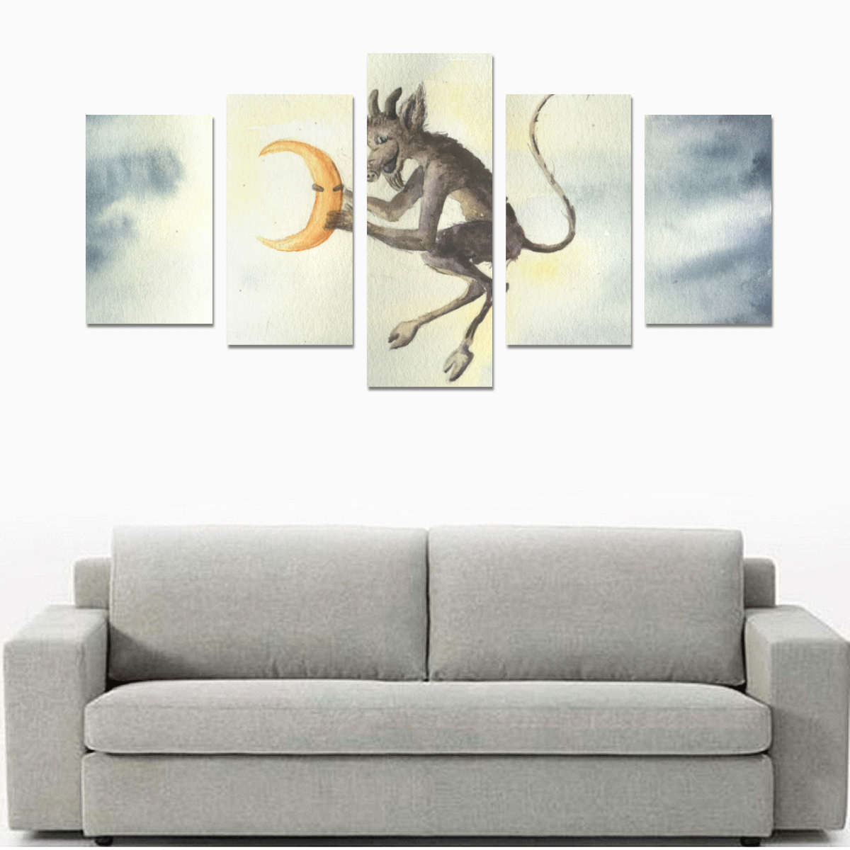 Devil Steals Moon Canvas Print Sets C (No Frame)