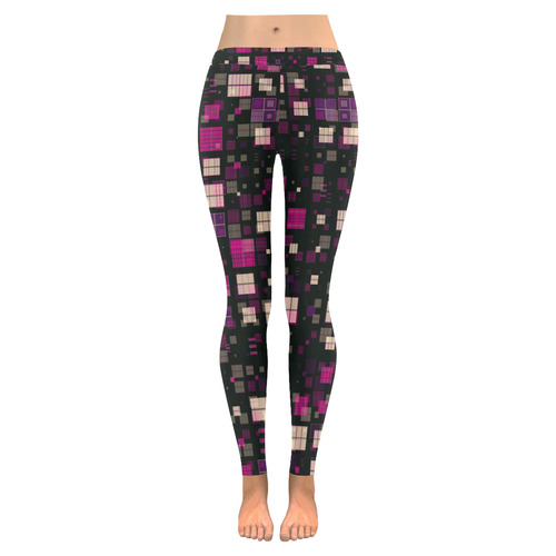 small geo fun D by JamColors Women's Low Rise Leggings (Invisible Stitch) (Model L05)