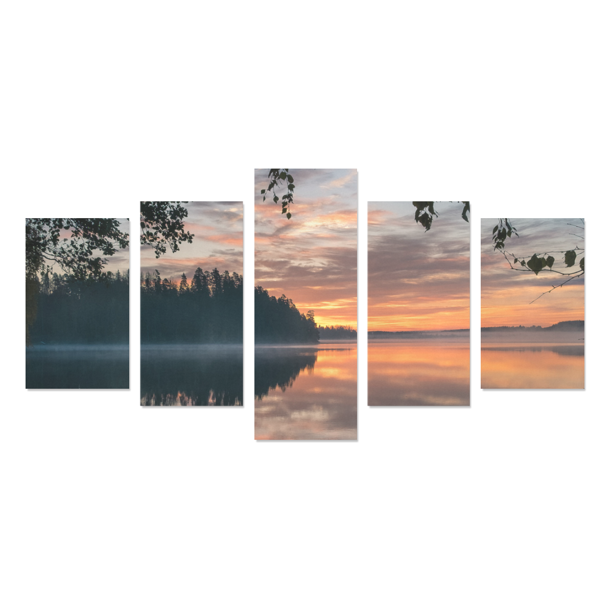 Sunrise On The Lake Canvas Print Sets C (No Frame)