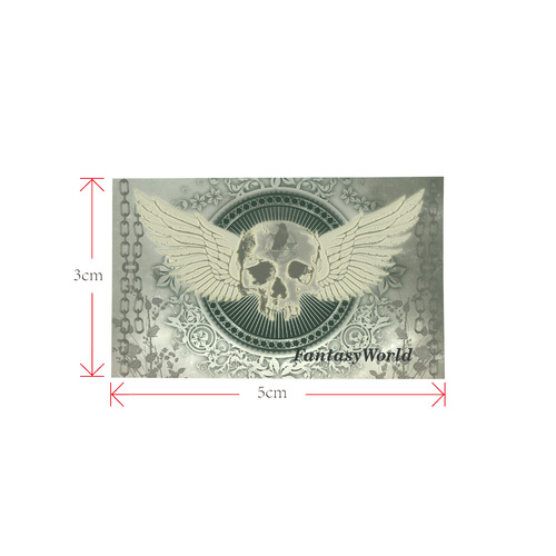 Skull with wings and roses on vintage background Private Brand Tag on Bags Inner (Zipper) (5cm X 3cm)