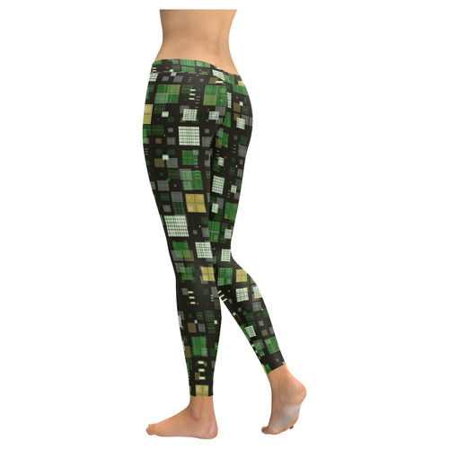 small geo fun C by JamColors Women's Low Rise Leggings (Invisible Stitch) (Model L05)
