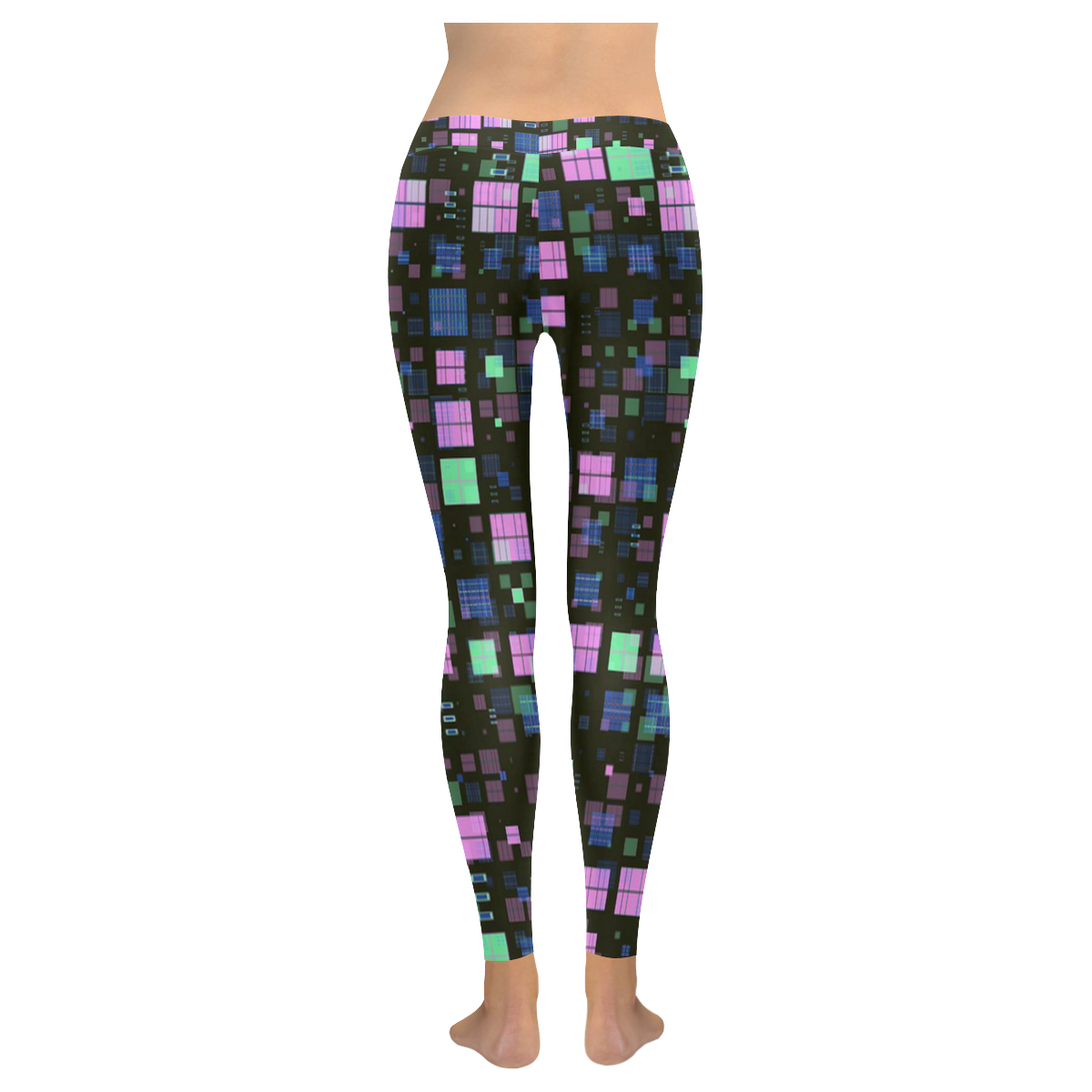 small geo fun B by JamColors Women's Low Rise Leggings (Invisible Stitch) (Model L05)