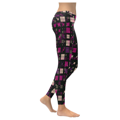 small geo fun D by JamColors Women's Low Rise Leggings (Invisible Stitch) (Model L05)