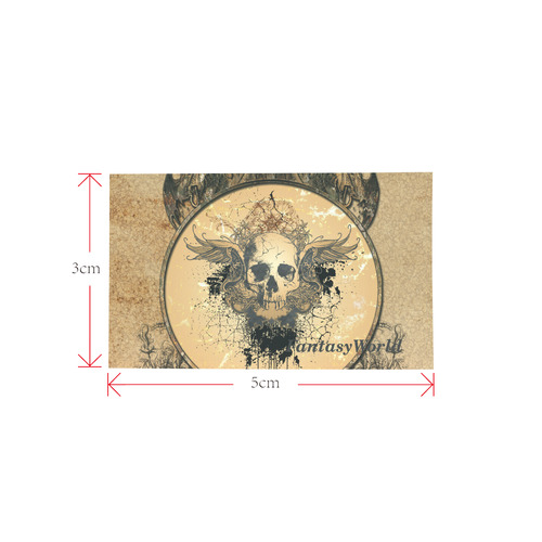 Awesome skull with wings and grunge Private Brand Tag on Bags Inner (Zipper) (5cm X 3cm)
