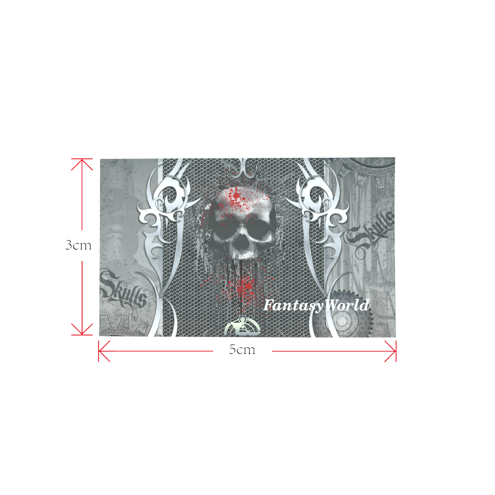 Awesome skull on metal design Private Brand Tag on Bags Inner (Zipper) (5cm X 3cm)