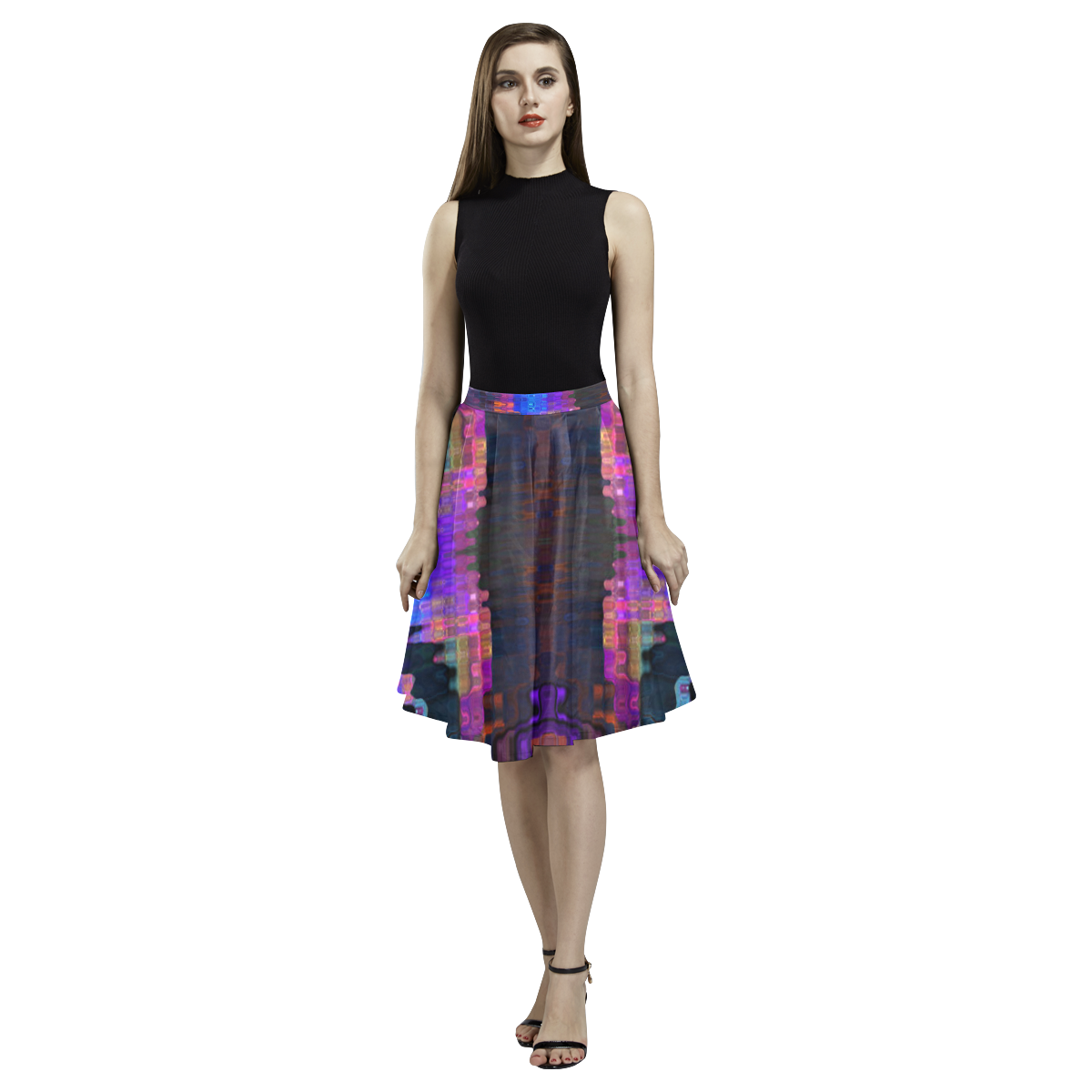 Glitch No. 4 Melete Pleated Midi Skirt (Model D15)