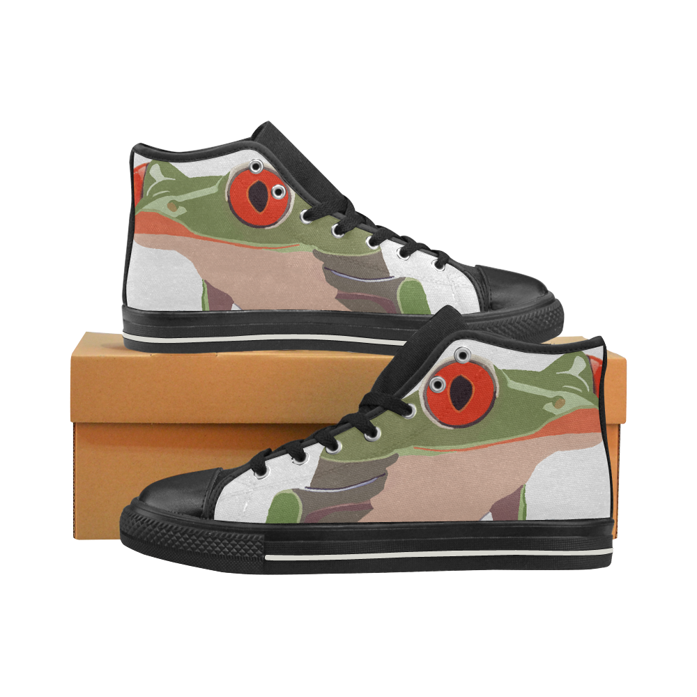 Frog High Top Canvas Shoes for Kid (Model 017)