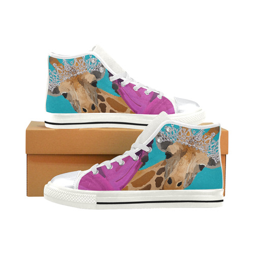 Lucy the Giraffe High Top Canvas Shoes for Kid (Model 017)