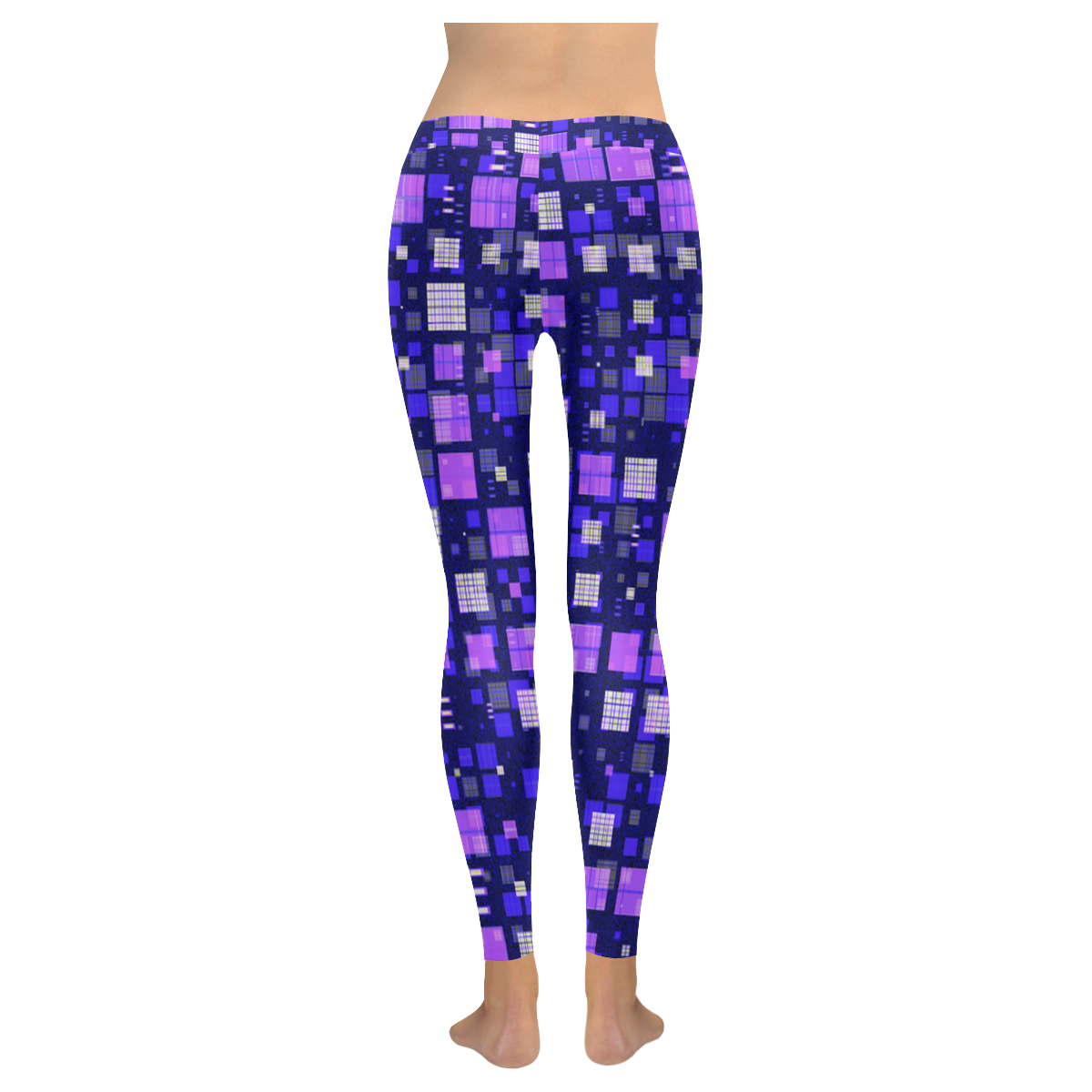 small geo fun E by JamColors Women's Low Rise Leggings (Invisible Stitch) (Model L05)