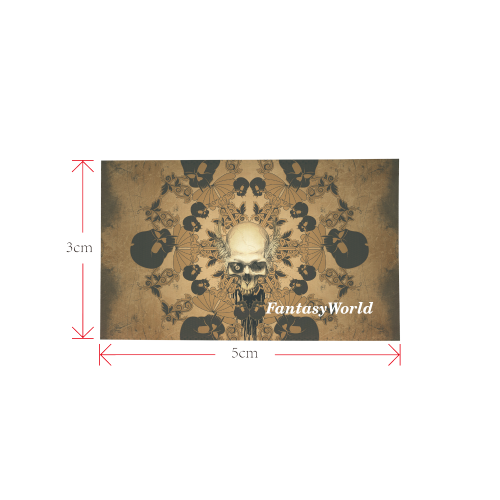 Skull with skull mandala on the background Private Brand Tag on Bags Inner (Zipper) (5cm X 3cm)