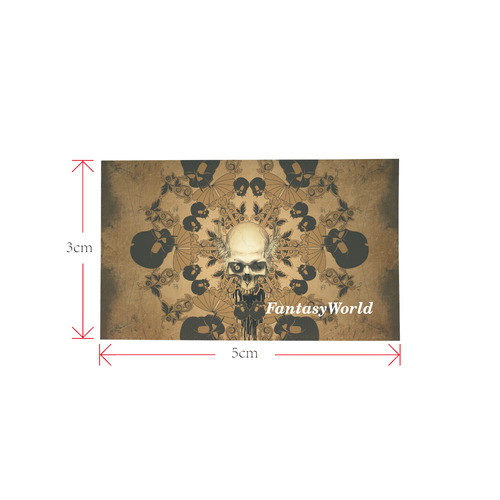 Skull with skull mandala on the background Private Brand Tag on Bags Inner (Zipper) (5cm X 3cm)