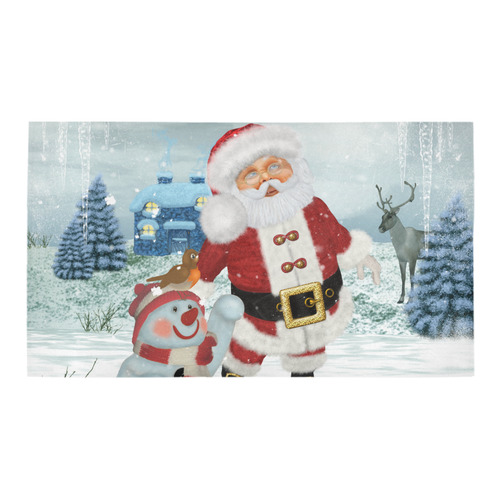 Christmas, Santa Claus with snowman Bath Rug 16''x 28''