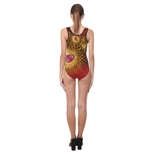 With Love Red N Gold Vest One Piece Swimsuit (Model S04)