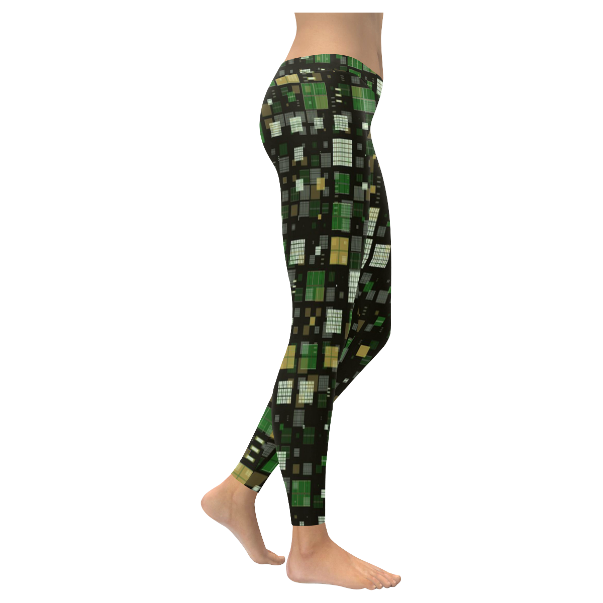 small geo fun C by JamColors Women's Low Rise Leggings (Invisible Stitch) (Model L05)