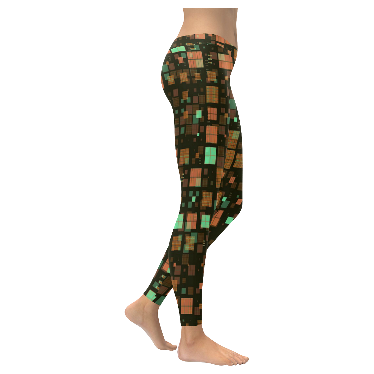small geo fun A by JamColors Women's Low Rise Leggings (Invisible Stitch) (Model L05)