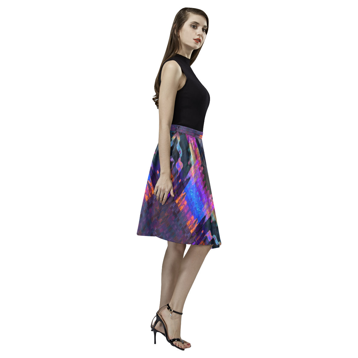 Glitch No. 4 Melete Pleated Midi Skirt (Model D15)