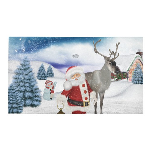 Christmas, Santa Claus with reindeer Bath Rug 16''x 28''