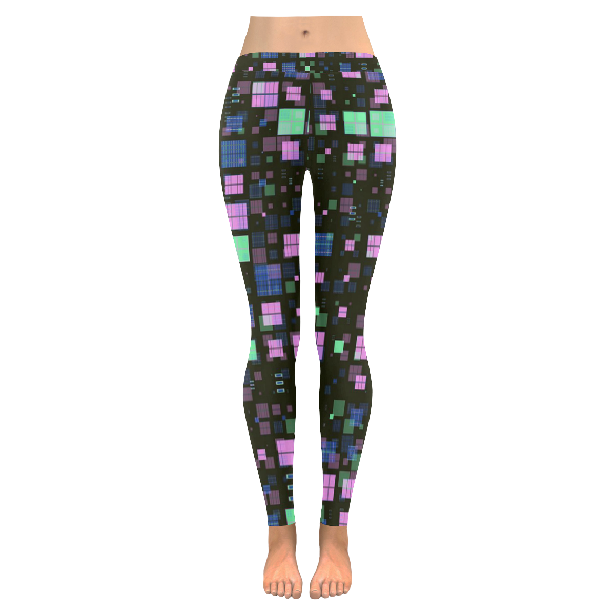 small geo fun B by JamColors Women's Low Rise Leggings (Invisible Stitch) (Model L05)