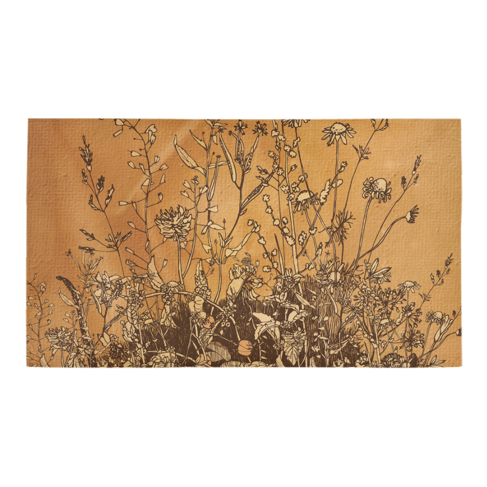 Brown flowers, vintage Bath Rug 16''x 28''