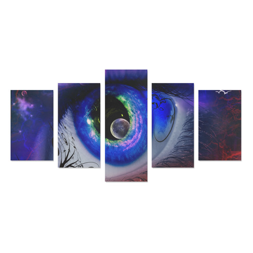 Eye Moon Fantasy Landscape Canvas Print Sets C (No Frame)