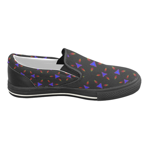 Pattern on Black Slip-on Canvas Shoes for Kid (Model 019)