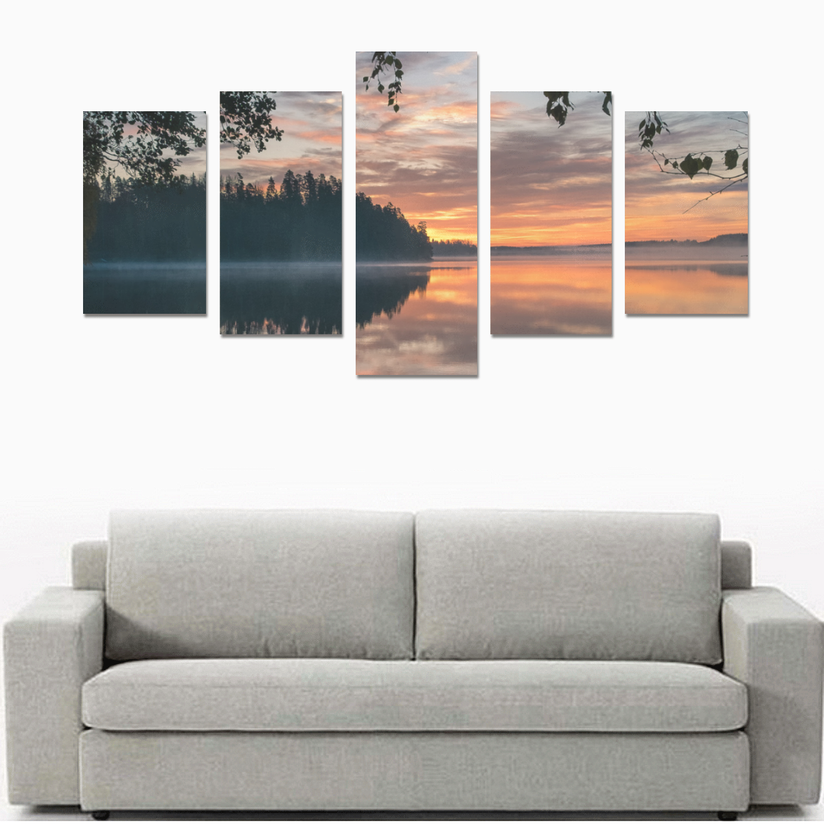 Sunrise On The Lake Canvas Print Sets C (No Frame)