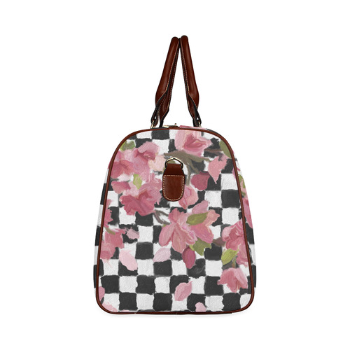 Checkered Floral Waterproof Travel Bag/Large (Model 1639)