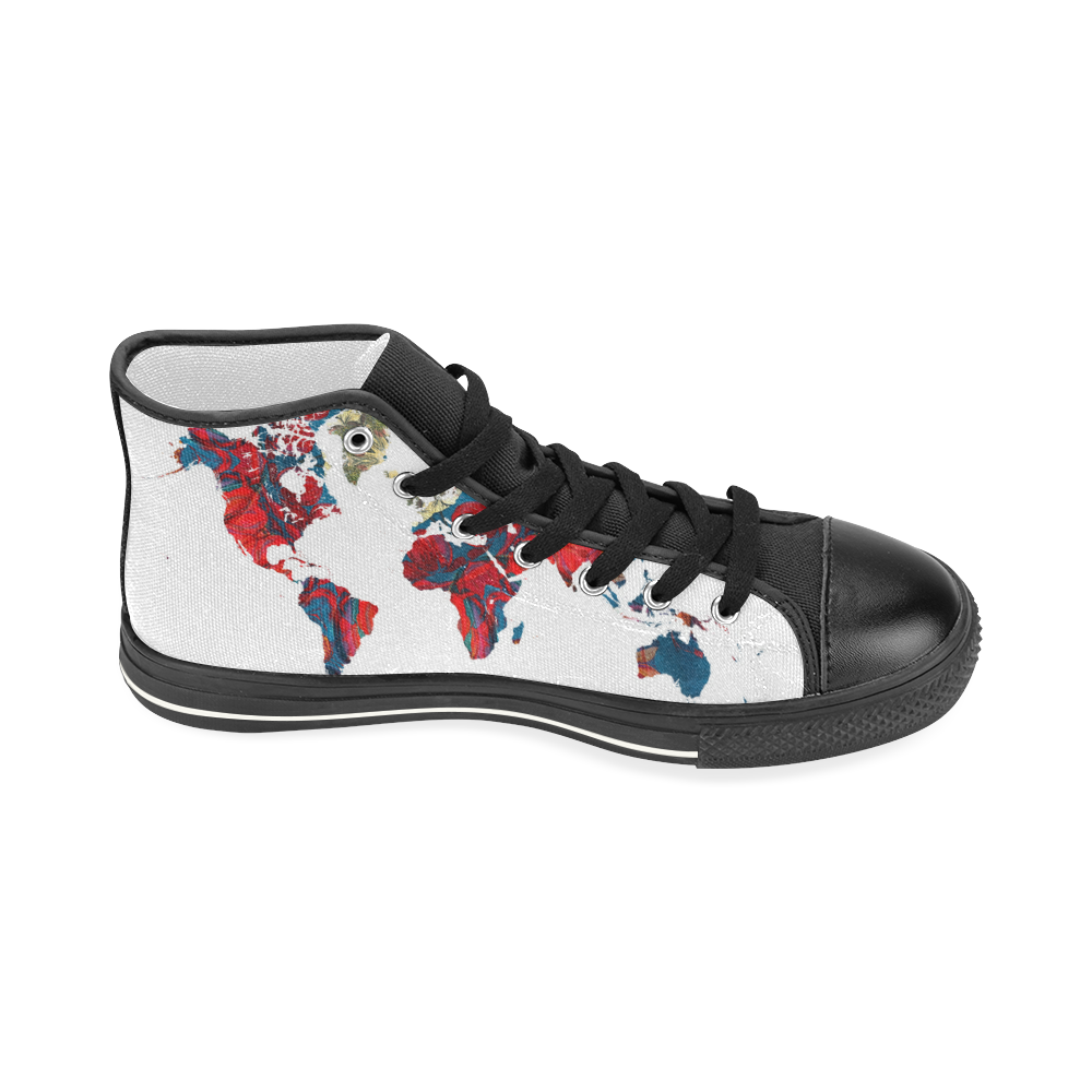 map of the world Women's Classic High Top Canvas Shoes (Model 017)
