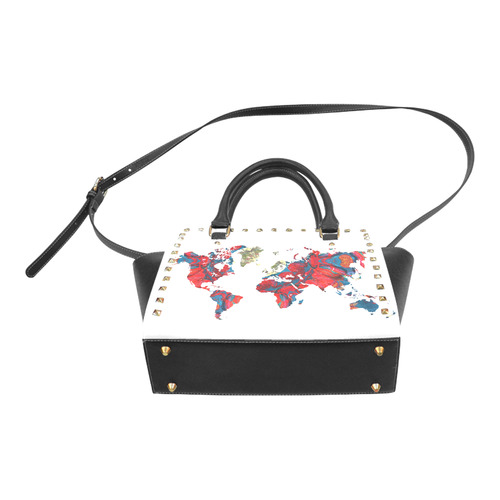 map of the world Rivet Shoulder Handbag (Model 1645)