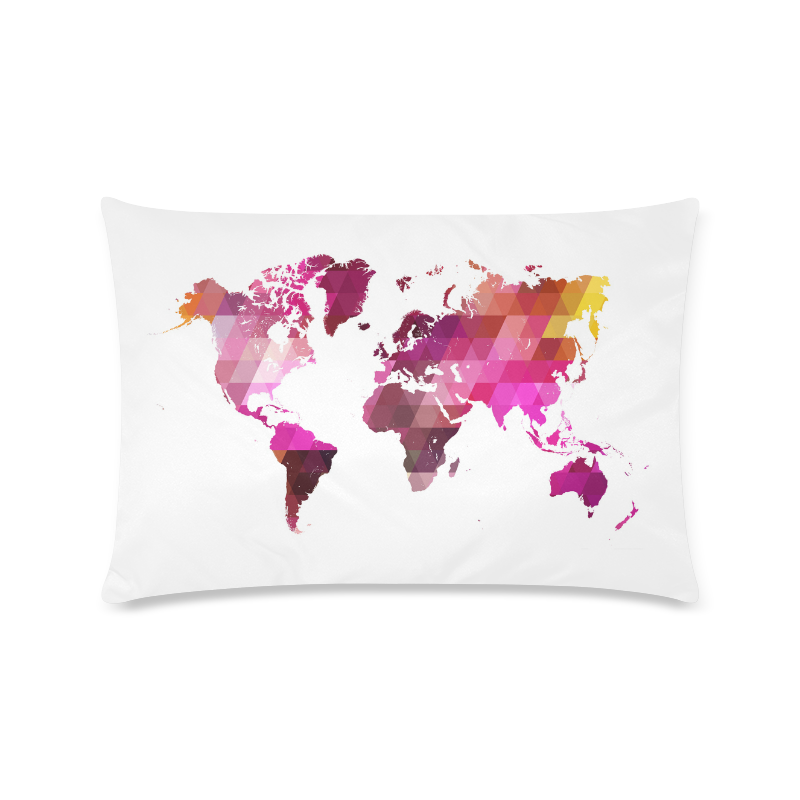 map of the world Custom Zippered Pillow Case 16"x24"(Twin Sides)