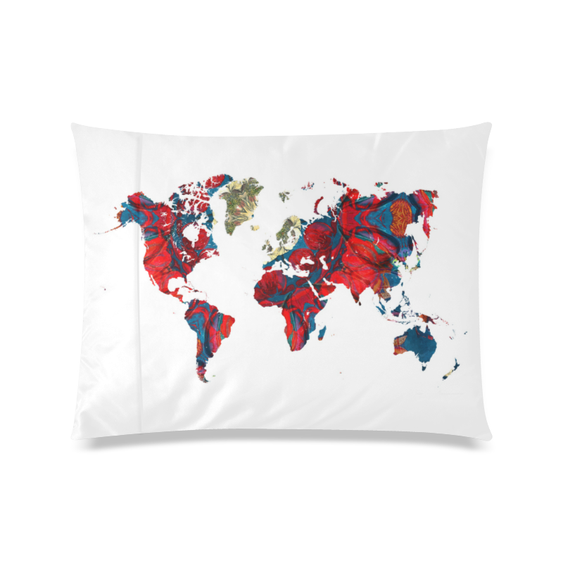 map of the world Custom Zippered Pillow Case 20"x26"(Twin Sides)