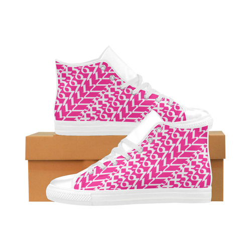 NUMBERS Collection Pink Hi Aquila High Top Microfiber Leather Women's Shoes/Large Size (Model 032)
