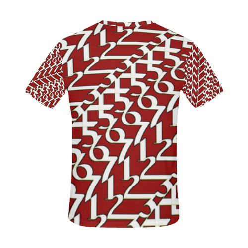 Red NUMBERS Collection 1234567 Tee All Over Print T-Shirt for Men (USA Size) (Model T40)
