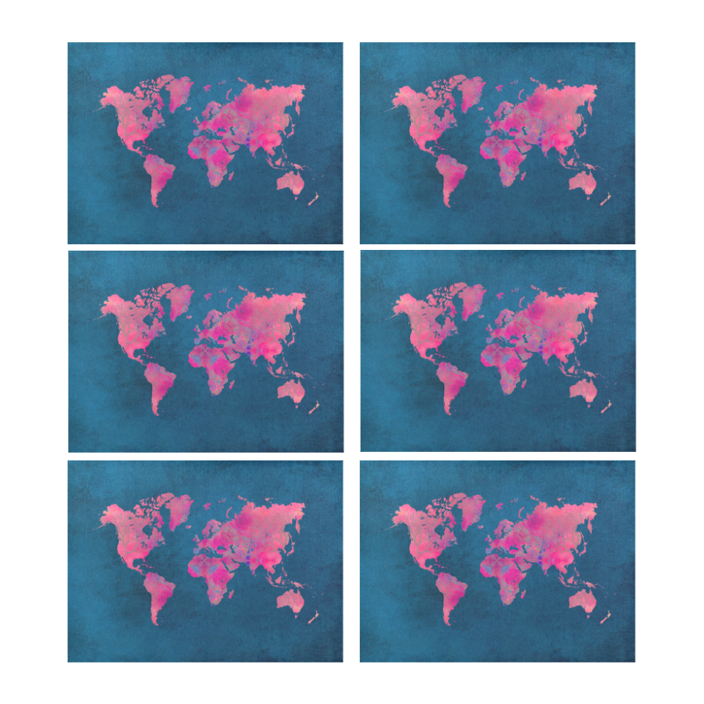 map of the world Placemat 14’’ x 19’’ (Set of 6)