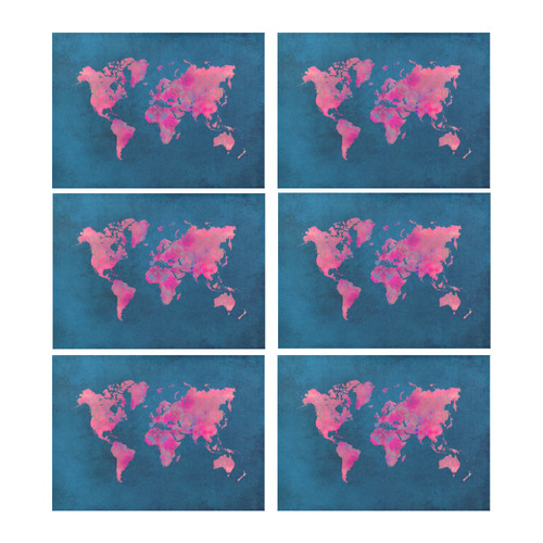 map of the world Placemat 14’’ x 19’’ (Set of 6)