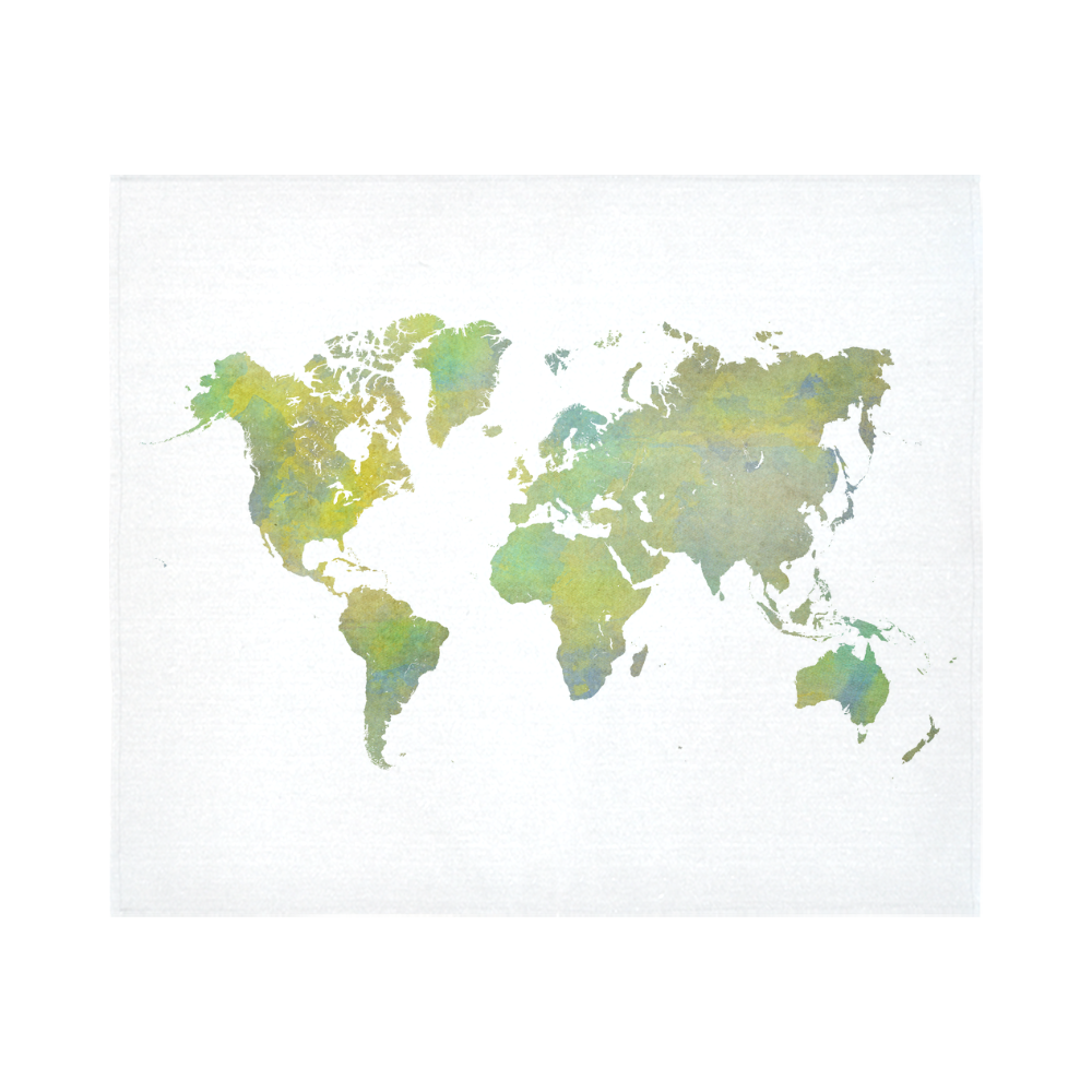 map of the world Cotton Linen Wall Tapestry 60"x 51"