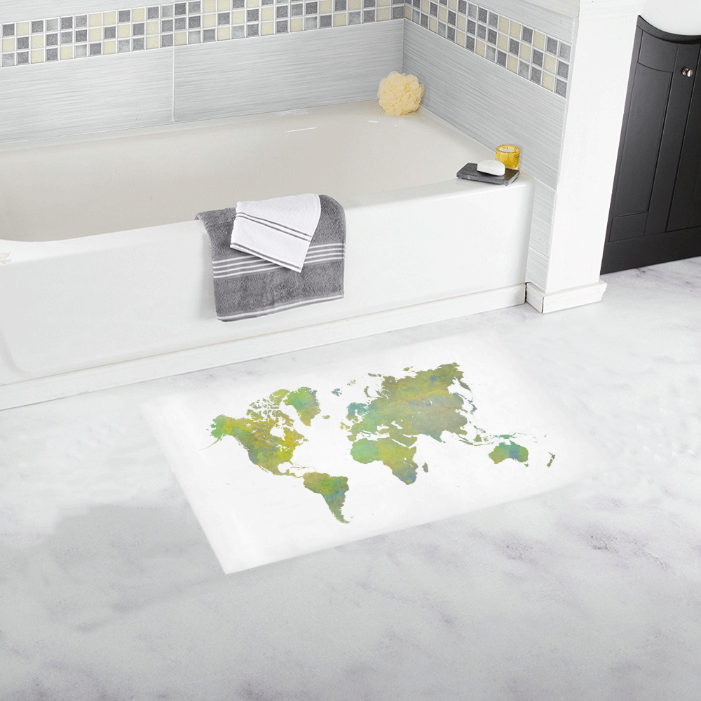 map of the world Bath Rug 16''x 28''