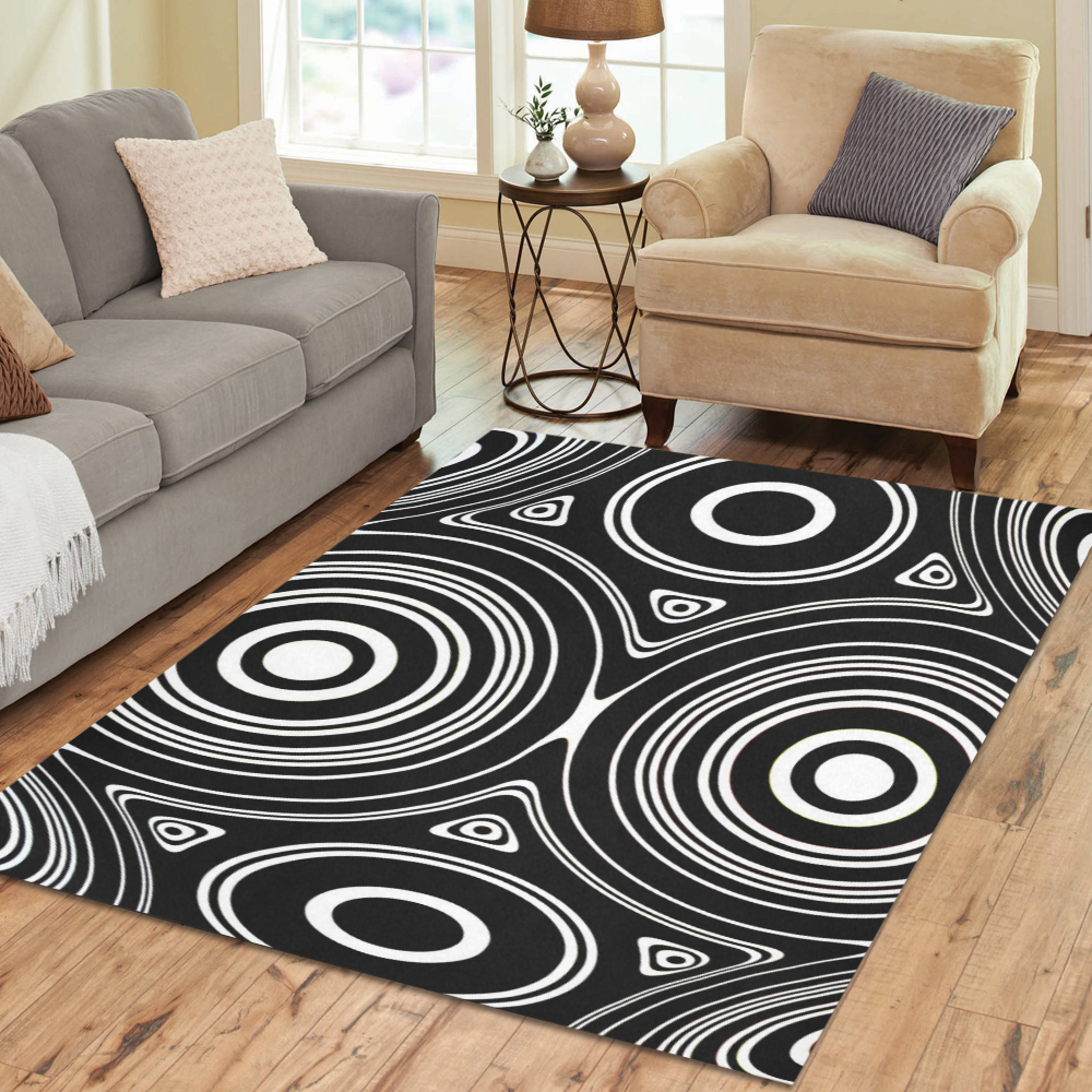 Concentric Circle and Oval Pattern Area Rug7'x5' | ID: D1887730