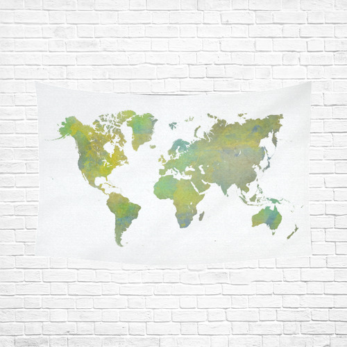 map of the world Cotton Linen Wall Tapestry 90"x 60"