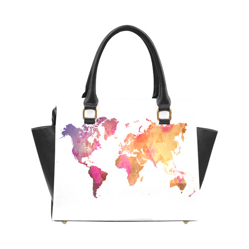 map of the world Rivet Shoulder Handbag (Model 1645)